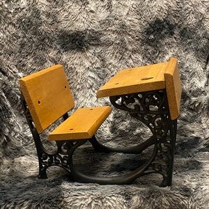 Vintage Wood & Scroll work Iron
School Desk w/ Inkwell